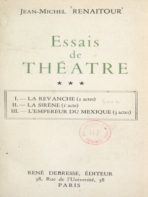 cover image of Essais de théâtre (3)